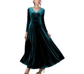 Autumn New 2023 Long Dress Cocktail Party Evening Elegant V Neck Velvet Formal  Robe Gown Maxi Dress For Women Clothing Vestidos