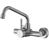 Grifo para fregadero de cocina montado en la pared, mezclador de cocina de acero inoxidable 304, grifo de cocina con caño giratorio