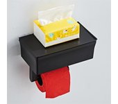 2 In 1 Home Adhesive Toilet Paper Holder Box with Shelf and Storage Box Wall Mount Toilet Paper Roll Box