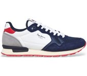Pepe Jeans | Zapatillas de piel Brit Camp blanco, marino