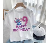 Stitch T-shirt 2025 Children Birthday Number 123456789 10 11 12 13 14 Kids Tee Top Summer Casual Clothes Boutique Boy Girl Gifts