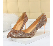 Women 7cm 9.5cm High Heels Pumps Wedding Scarpins Sparkly Mid Low Heels Lady Party Sequins Glitter Evening Gold Silver Red Shoes