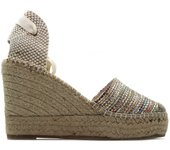 MACARENA ALBA 55 Sandalia con cuña alta de esparto,espadril,yute,suela de goma,tela,plataforma,cordones al tobillo, para señora