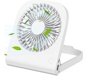 Mini ventilador portátil de escritorio pequeño recargable de 14 horas de refrigeración para oficina, hogar, oficina, automóvil, viajes al aire libre, color blanco (blanco)