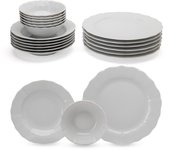 Vajilla de Porcelana Porland Ondulada - Vajilla de 18 Piezas Blanca– Vajilla completa y elegante – Vajilla para 6 personas