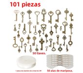 Vintage Skeleton Keys Flying Key Charms with Dragonfly Wings Realistic Effect DIY Jewelry Necklace Pendant Home Party Decoration