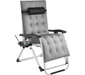 Tectake - Tumbona CLOUD plegable y ajustable sin niveles, Súper cómoda con tejido de textileno transpirable, Un cabezal y un cojín reclinable muy gruesos y extraíbles, Respaldo y reposapiés ajustables sin escalonamientos