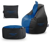 Pack Gamer Azul: Puff Gamer PRO + Reposapies + Cojín HAPPERS - Cómodo, ligero y resistente. Make it Happers®