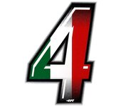 Pegatina Race Number para Motocicleta "4" Slim Tricolor 100 mm