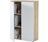Estantería Multiestancia Office en blanco artik y roble canadian 80x119x33 cm
