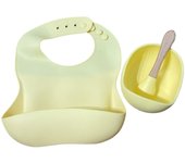 Juego de Vajilla para Bebes ,Niños, de Silicona, Antiincrustación y Antigrasa,Impermeable, Sin BPA , Set Cuenco,Cuchara,Babero