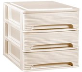 COM-FORT HOUSE  Cajonera Apilable de Plástico  Modelo Ondas  Color Blanco Roto  Cajones de Almacenamiento Modular