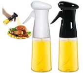 Botella de spray de vinagre de aceite de oliva portátil, accesorio de almacenamiento para cocina, barbacoa, hornear, asar a la parrilla, (negro + blanco 2 piezas)