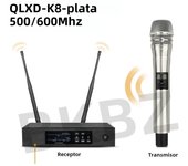 QLXD4-KSM8-Silvery 500MHz/600MHz Long Distance UHF Profeesional Wireless Microphone System Stage Performances Dynamic Karaoke
