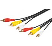 Cable RCA Goobay 3 Machos a 3 RCA Machos 5m Video RG59 Negro Apantallado