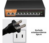 KeepLiNK 10-Port Gigabit Ethernet Switch with 8-PoE and 2-RJ45 Uplink Unmanaged Plug and Play