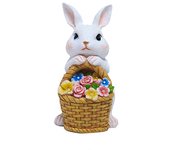 Solar Rabbit Garden Ornaments Outdoor Easter Decorations, Bunny Statue Decor Birthday Gifts with Warm Light, Waterproof Resin Sculpture for Spring Decorations Home, Unique Gardening Presents
