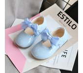 Princess Girls Shoes Toddlers Infants Leather Shoes Children's Flats With Ribbon Bow-knot PU Patent Leather Kids Mary Janes Soft