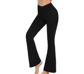 Flared Leggings Crossover Women's Yoga Pants Control Tummy High Waist Wide Leg Pants