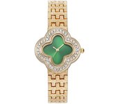 Reloj para mujer con trébol y piedras brillantes, concha en el dial, movimiento de cuarzo, un reloj de lujo y elegancia para la mujer