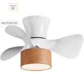 Jueric - Ventilador Fly BLANCO/HAYA D55cm 20w con cambio de color 3000k-4000k-6000k control remoto, motor DC
