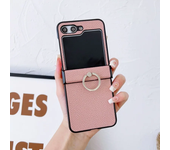 Litchi Patterned Leather Phone Case for Samsung Galaxy Z Flip 6 5 4 3 Flip6 Flip5 Flip4 Flip3 5G Ring Holder Shockproof Cover