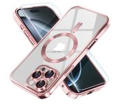 Luxury Magnetic Plating Case For iPhone 15 16 Pro Max Plus Pro Camera Lens Protector Glass For Magsafe Wireless Charger Cover