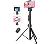 Trípode para teléfono de 55,9", palo selfie extensible todo en uno, monopié, trípode con control remoto Bluetooth y kits universales para fotos y videos compatibles con iPhone y cámara, para grabar videos.