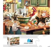1000 Pieces Kitchen Cat Jigsaw Puzzle Home Decor Adults Puzzle Games Family Fun Floor Puzzles Educational Toys for Kids