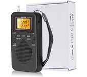 Reproductor De Radio FM/AM Portátil W-206 Con Batería De 2 AA Altavoz Estéreo Auriculares LCD Alarma Digital Indicador De Sueno De Manana