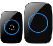 Timbre Inalámbrico Exterior Impermeable Negro Interior - Kit De Timbre Inalámbrico con 60 Melodías y Led Azul