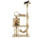 vidaXL RASCADOR PARA GATOS CON POSTE DE SISAL 140 CM HUELLAS BEIGE