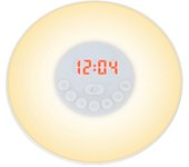 Wake Up Light Alarm Clock Sunrise/Sunset Simulation Digital Clock with FM Radio 7 Colors Light Nature Sounds Snooze Function