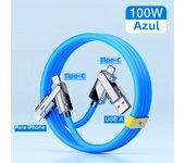 100W 4 In 1 USB Fast Charging Cable For IPhone, Samsung, Xiaomi Mobile Phones, USB Type C Tablet Charging Cable