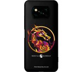 Funda original compatible con Pocophone X3 Negro con un diseño de Mortal Kombat Logo Fire