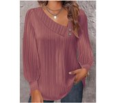 2024 hot item wish Amazon hot style autumn simple v-neck button solid color versatile long-sleeved pleated shirt