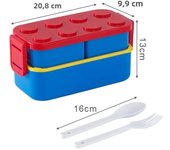 1050/1300ML Building Block Lunch Box with Tableware Portable Double Layer Bento Box for Student Office Fruit Salad Sealed Box