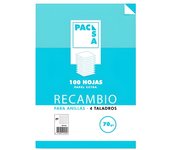 Recambio 70 grs. 4 taladros folio (215x310mm.) 100 hojas cuadrícula 4x4 con margen pacsa 21211