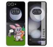 Tumundosmartphone Funda Carcasa Dura Transparente para Samsung Galaxy Z Flip 6 5G diseño Conejo Dibujos
