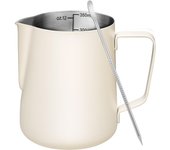 Jarra para Leche, 355 ml (12 oz) With Escala transparent accesorio para máquina de Capuchino y espresso de Maple inoxidable 304 para cafetería barista with Bolígrafo Para latte art, color Negro