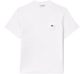 Camiseta Blanca Lacoste con Bolsillo en el Pecho Elegante y Deportiva