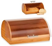 Dcasa Panera de bambú natural con tapa abatible de 38x24,5x19 cm