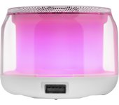 Mars Gaming MS-AURA, Altavoces Bluetooth 5.3, Chipset DSP Personalizado 15W, Iluminación RGB con Diseño ClearView 360º, Altavoces Compactos con Caja de Control de Volumen y RGB, Entrada AUX-IN, Altavoces Gaming en Negro y Blanco