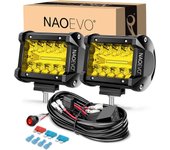 NAOEVO 4 Inch 2Pcs LED Pod Lights Spot Flood Combo LED Fog Driving 4x4 Off Road Lights Work Lights for Truck Boat ATV UTV Jeep