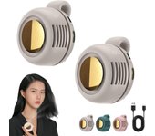 Mini ventilador eléctrico portátil, silencioso y sin aspas con clip, 3 velocidades, manos libres, pequeño ventilador de cuello Whirlwind, recargable, se sujeta a la camisa (rosa, 2 unidades)