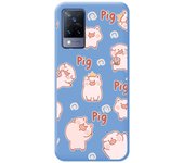 Funda Silicona Líquida Azul para Vivo V21 5G diseño Cerdos Dibujos