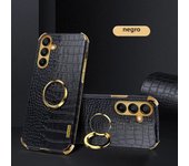 Plating Crocodile Texture Phone Case for Samsung Galaxy A55 A35 A25 A15 A05 A73 A72 A54 A53 A52 4G 5G Magnetic Finger Ring Cover