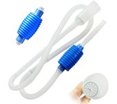Limpiafondos Acuario Accesorio Sifón Limpieza Pecera Tubo Saca Agua Bomba Manual Cambiador el Agua 170cm Blanco BPS-6594