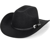 Sombrero de vaquero occidental moldeable para hombres y mujeres, gorra de fieltro estilo fedora, sombrero de vaquera estilo jazz con hebilla de cinturón