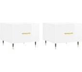 vidaXL Mesa de centro 2 uds madera ingeniería 50x50x40cm Blanco, Negro, Blanco brillante Mesita de Salón o Comedor o Auxiliar Mesa de Café Meuble Salón